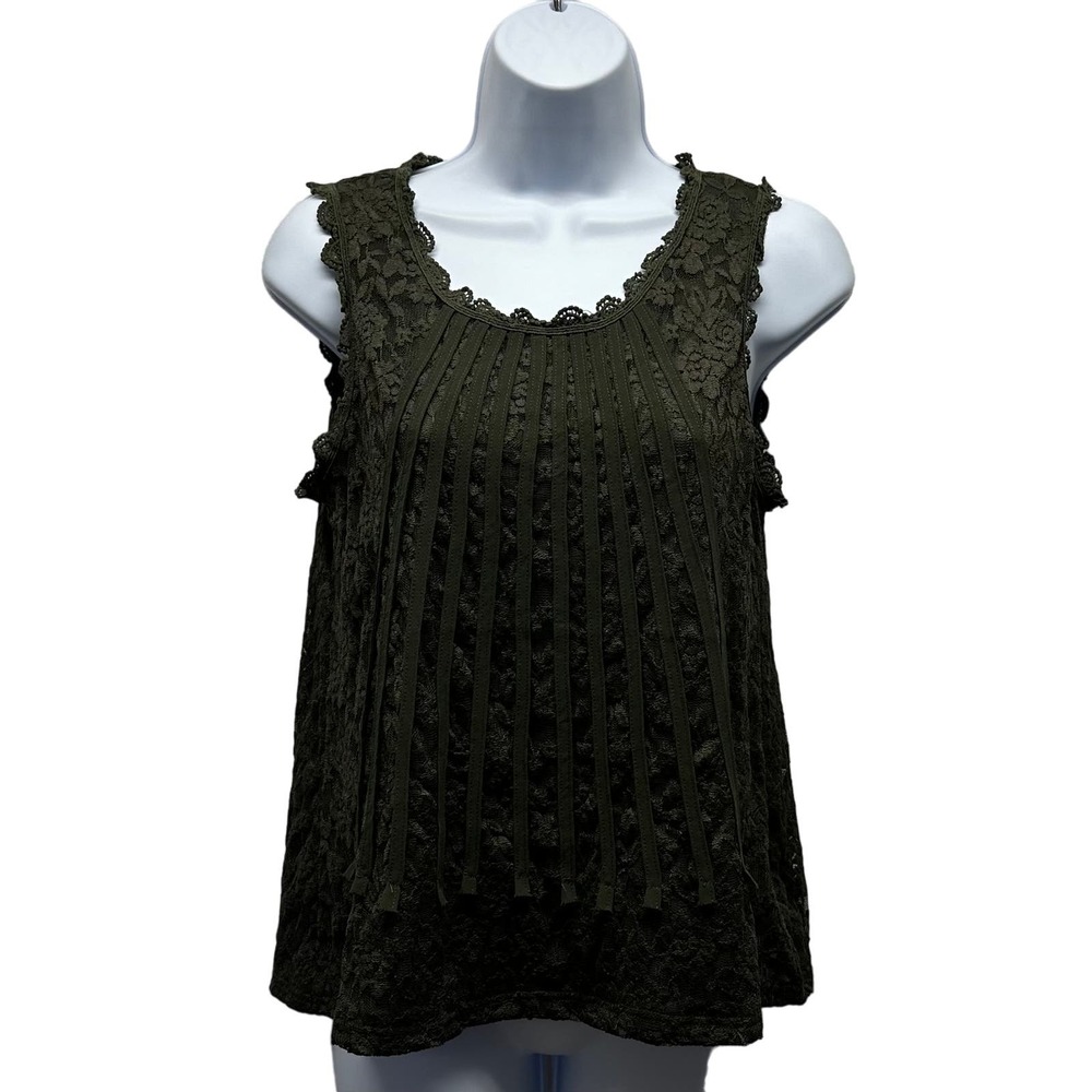 Choklate Paris, Olive Green Women’s Sz Sm Lace Sleeveless Lined Tank, EUC, V493